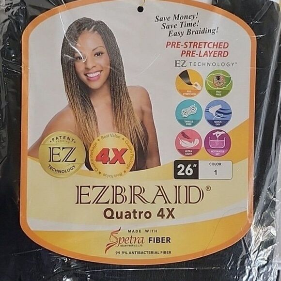 EZBRAID 4X Pre-Stretched Braiding Hair – 26” – Black to Blonde Ombre – New - Picture 3 of 8